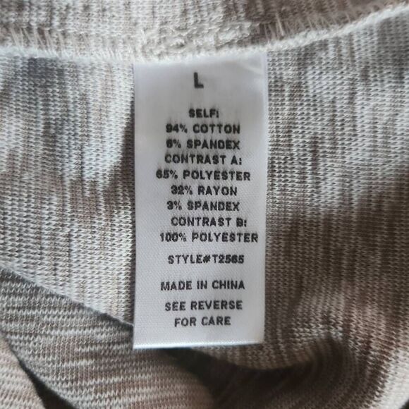 T83 See And Be Seen lightweight crocheted long-sleeve top heather taupe Sz L - Picture 10 of 11